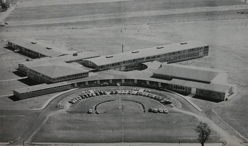 aerial shot of Octorara Area High School in 1956