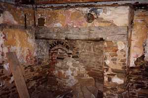 An old brick fireplace