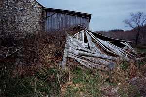 a torn down carriage shed