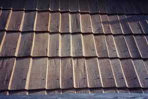 close-up of new wooden roof