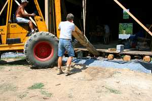 replacement of rotting wood logs with new ones