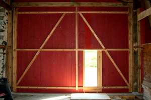 installation of window into barn door