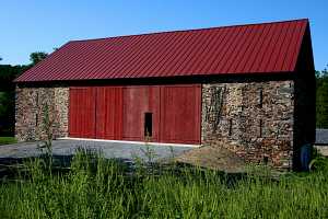 finished custom barn door and roof