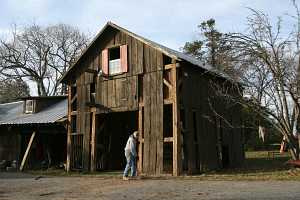 barn walls being disassembled