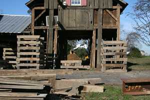 barn being disassembled for restoration