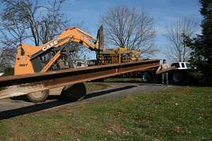 steel beam being moved into place