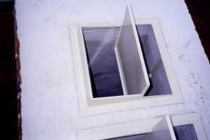 Looking down a flue damper