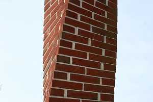 A twisted brick chimney