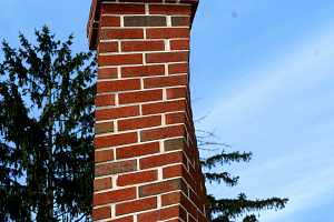 A twisted brick chimney