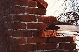 A broken brick chimney