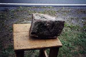 A stone being prepped for custom cutting