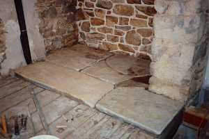 new stone laid in preparation for installation in new fireplace hearth