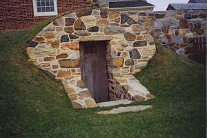 A restored underground stone spring house