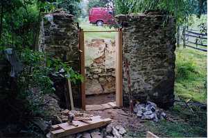 Ruins of an old stone spring house