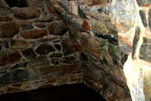 Looking inside an underground stone spring house