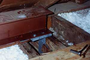 a steel beam installed in an attic