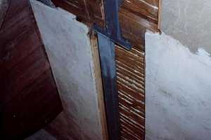 a reinforced wall with a steel beam installed