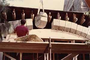 Assembly of new stone archway