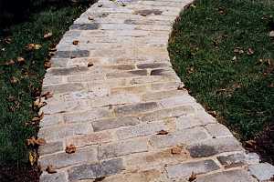 a curved stone walkway