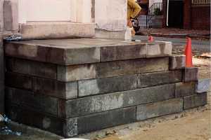 a nearly completed stone step project