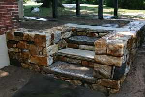natural stone steps and retaining wall
